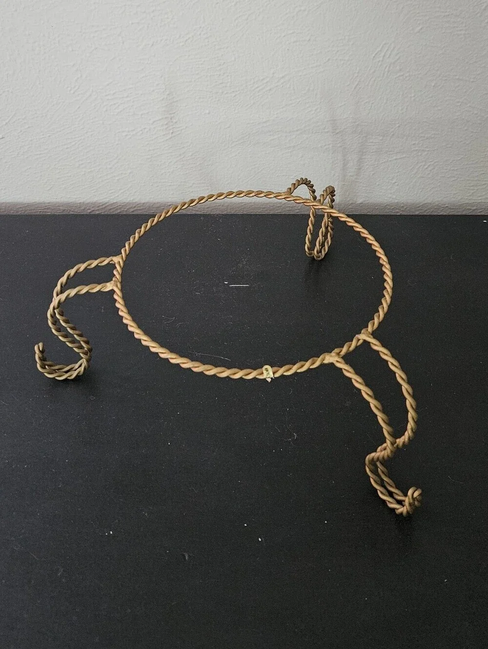 Vintage Hollywood Regency Gold Gilt Braided Rope Plant/Plate Stand